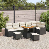 vidaXL Tuinbank Set met kussen met opslag met kussen 9 pcs Zwart