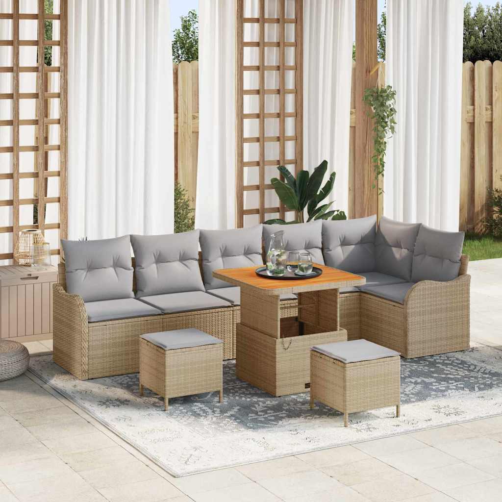 vidaXL Tuinbank Set met kussen met opslag met kussen 9 pcs Zwart