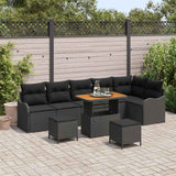 vidaXL Tuinbank Set met kussen met opslag met kussen 9 pcs Zwart