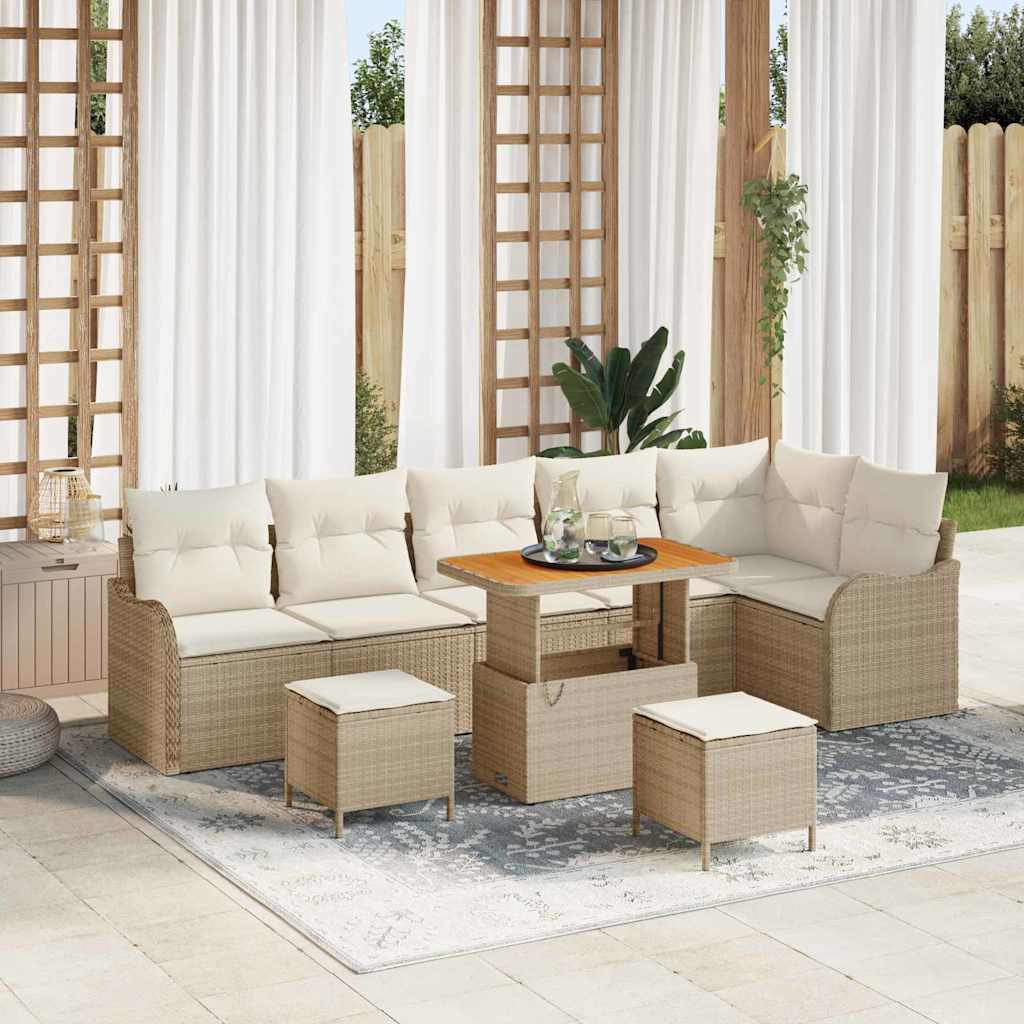 vidaXL Tuinbank Set met kussen met opslag met kussen 9 pcs Zwart