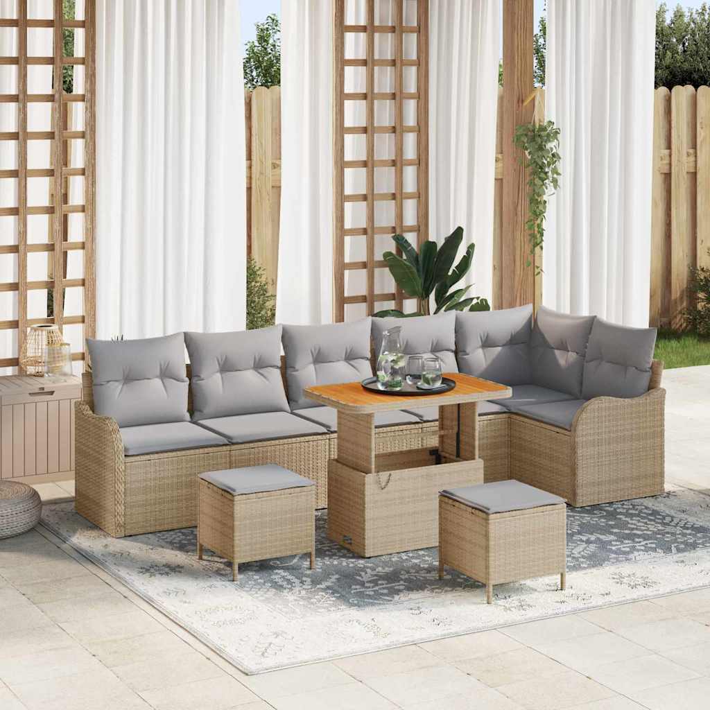 vidaXL Tuinbank Set met kussen met opslag met kussen 9 pcs Zwart