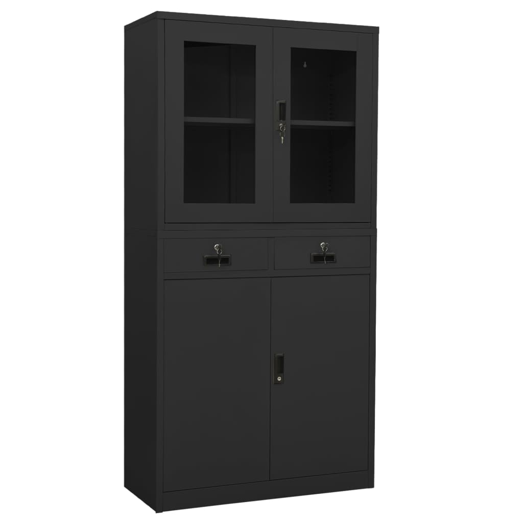 vidaXL Kantoorkast 90x40x180 cm staal en gehard glas wit