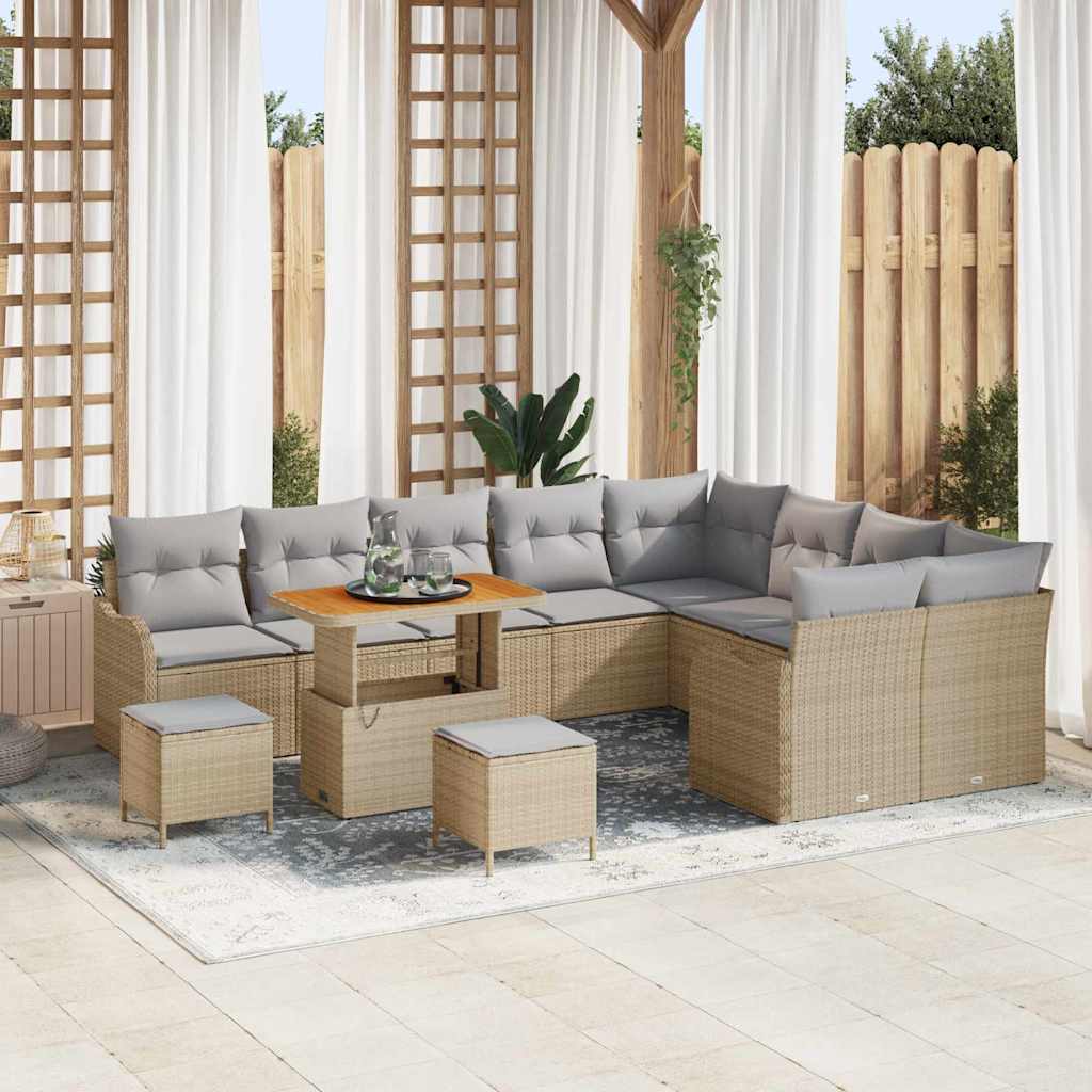 vidaXL Tuinbank Set met kussen met opslag met kussen 12 pcs Zwart