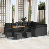 vidaXL Tuinbank Set met kussen met opslag met kussen 12 pcs Zwart
