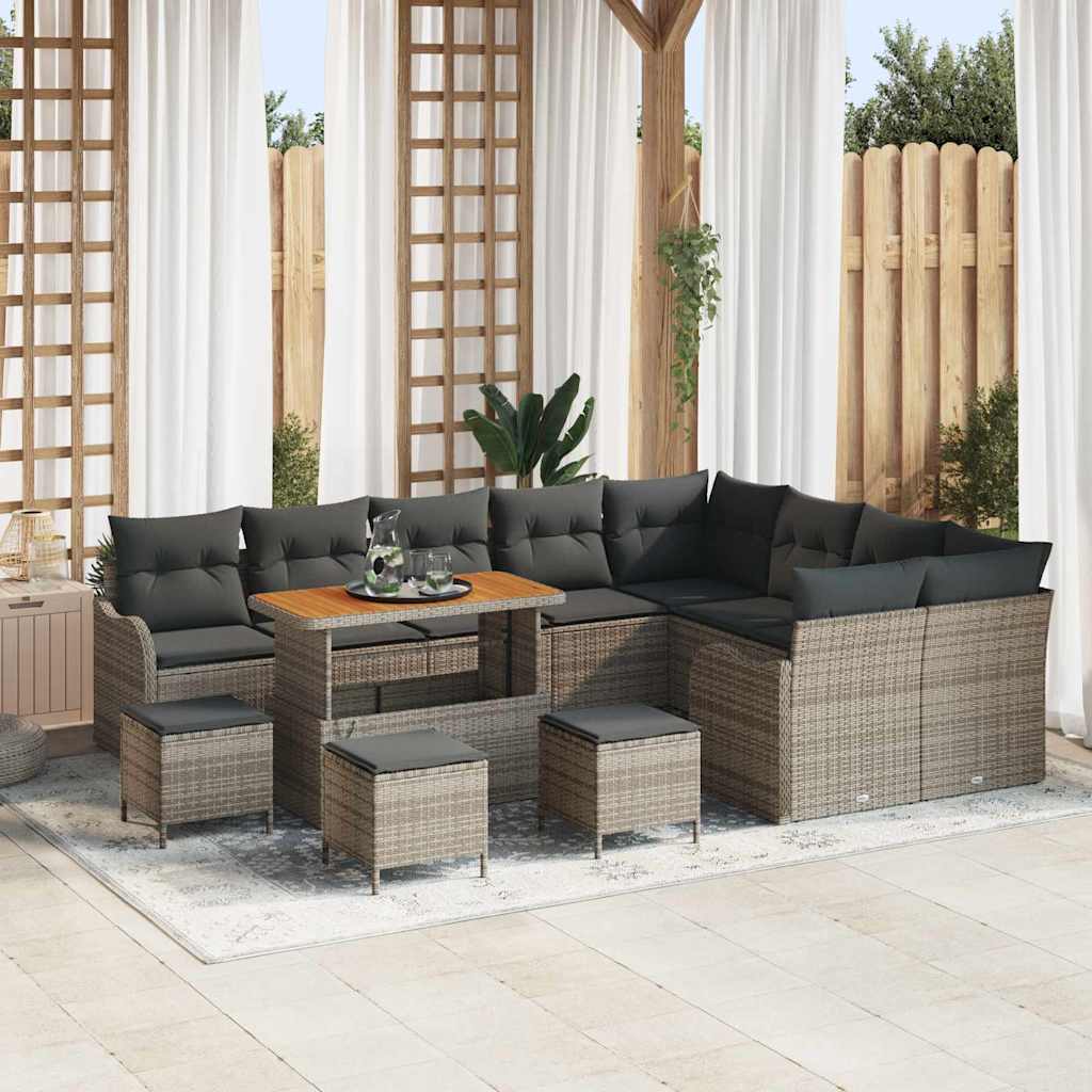 vidaXL Tuinbank Set met kussen met opslag met kussen 12 pcs Zwart