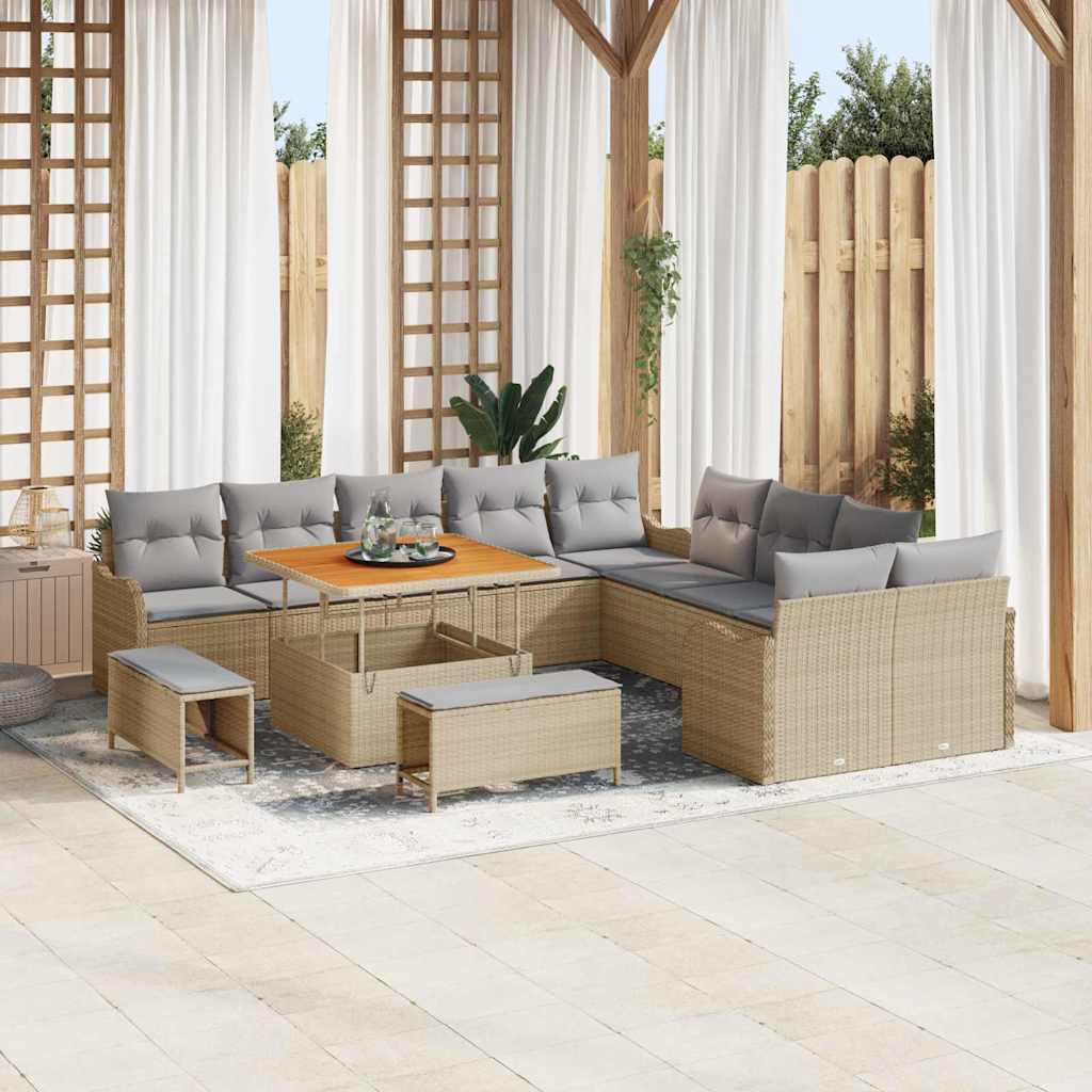 vidaXL Garden Sofa Set with Cushions with Storage with Cushion 13 pcs Black