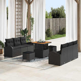 vidaXL Tuinbank Set met kussen met opslag met kussen 9 pcs Zwart