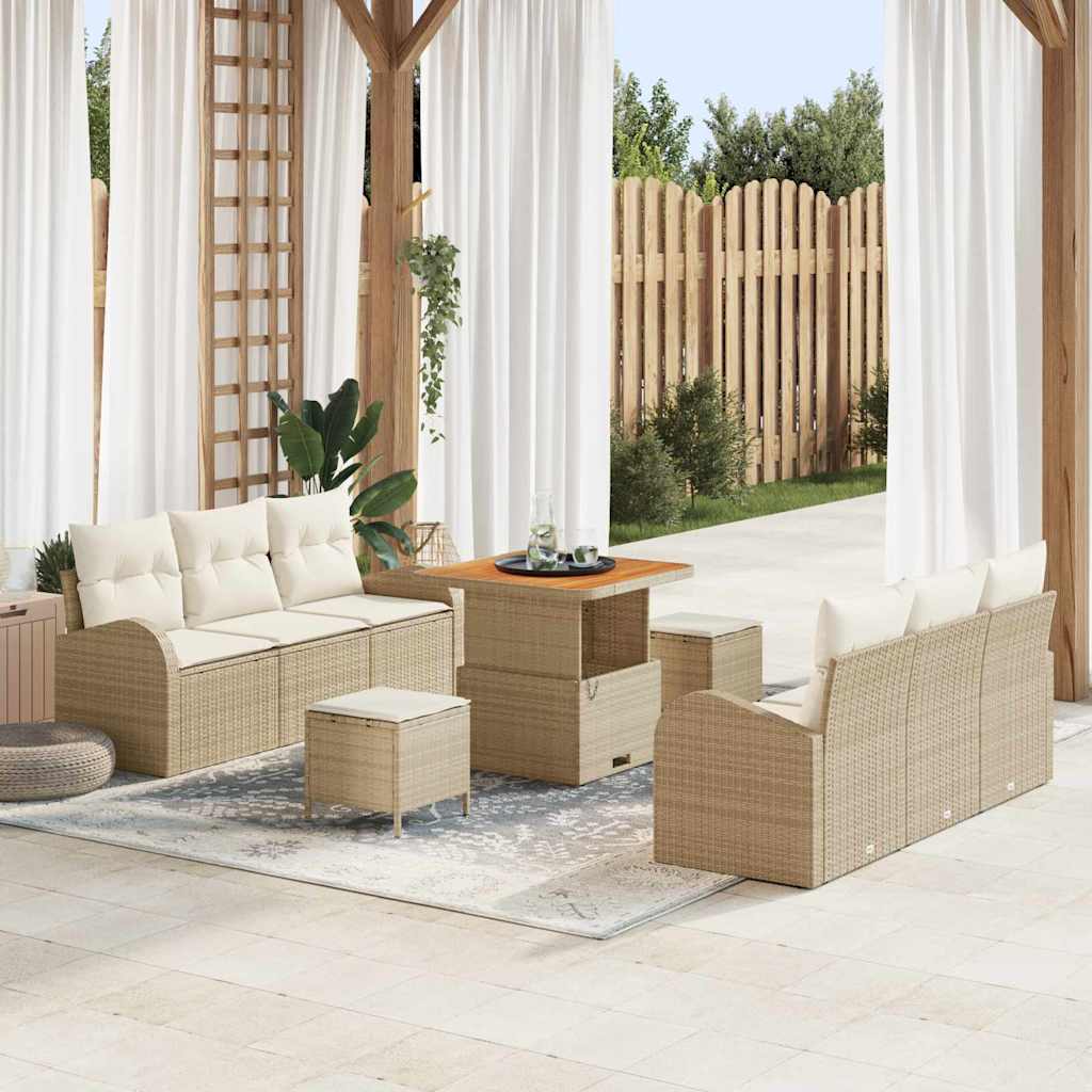 vidaXL Tuinbank Set met kussen met opslag met kussen 9 pcs Zwart