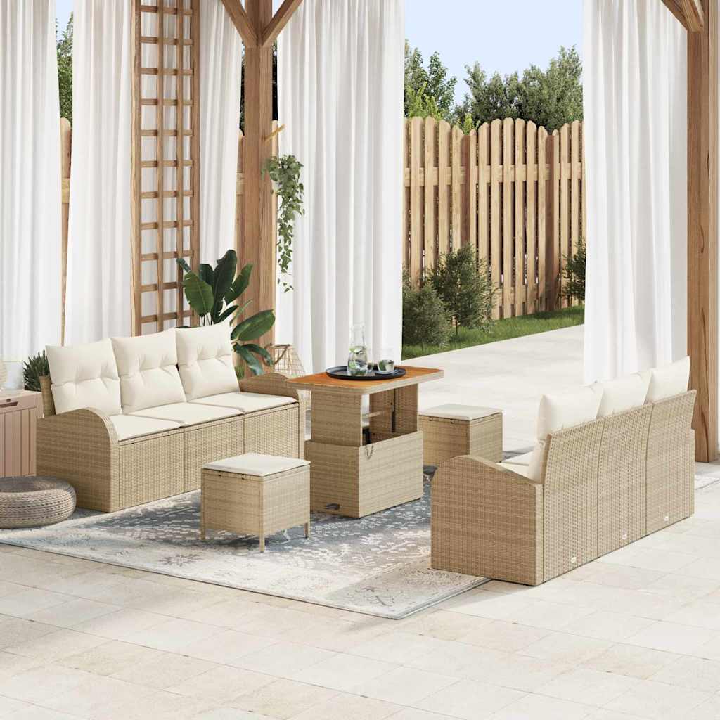 vidaXL Tuinbank Set met kussen met opslag met kussen 9 pcs Zwart