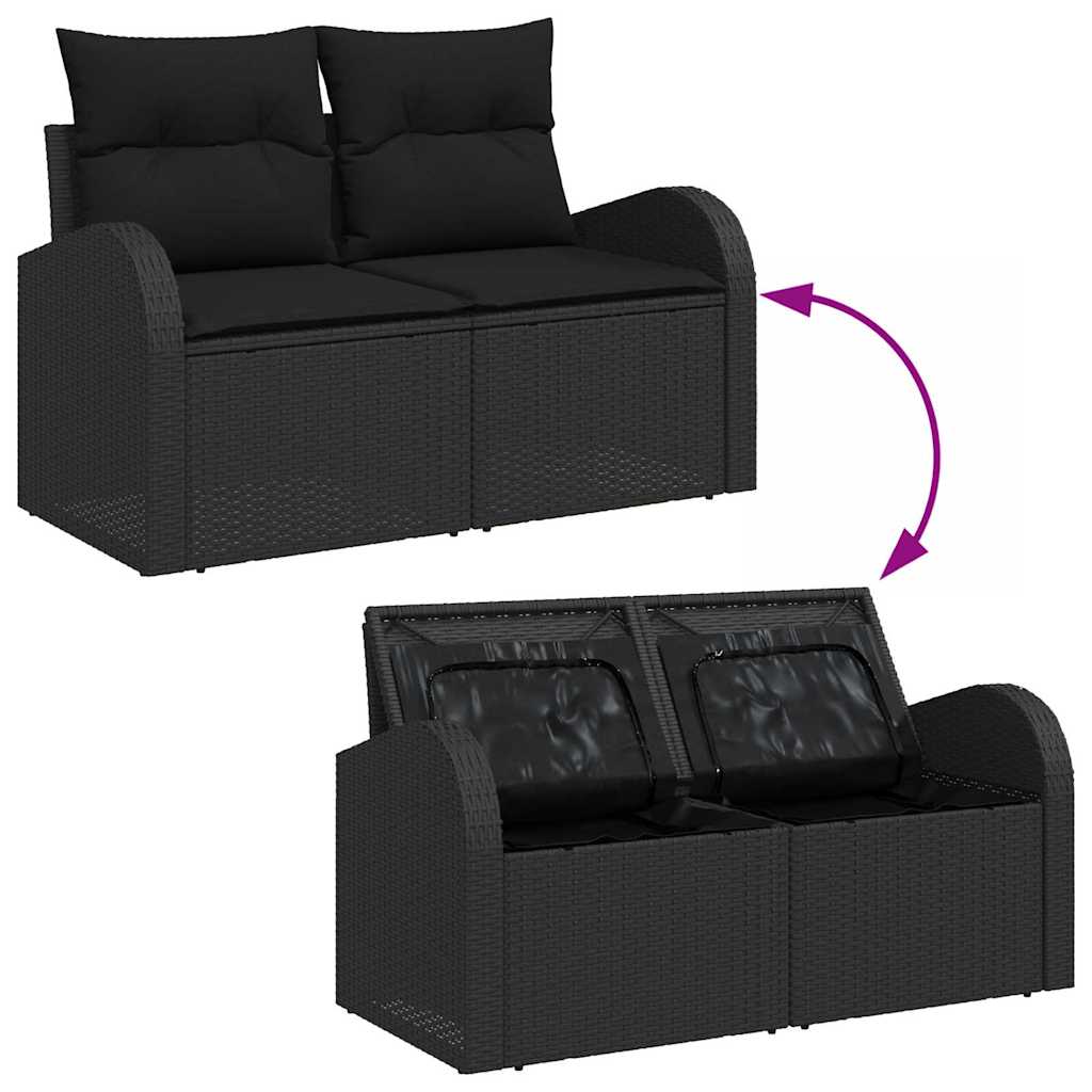 vidaXL Garden Lounge Set with Cushion with Storage with Cushion 11 pcs Black