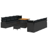 vidaXL Garden Lounge Set with Cushion with Storage with Cushion 11 pcs Black