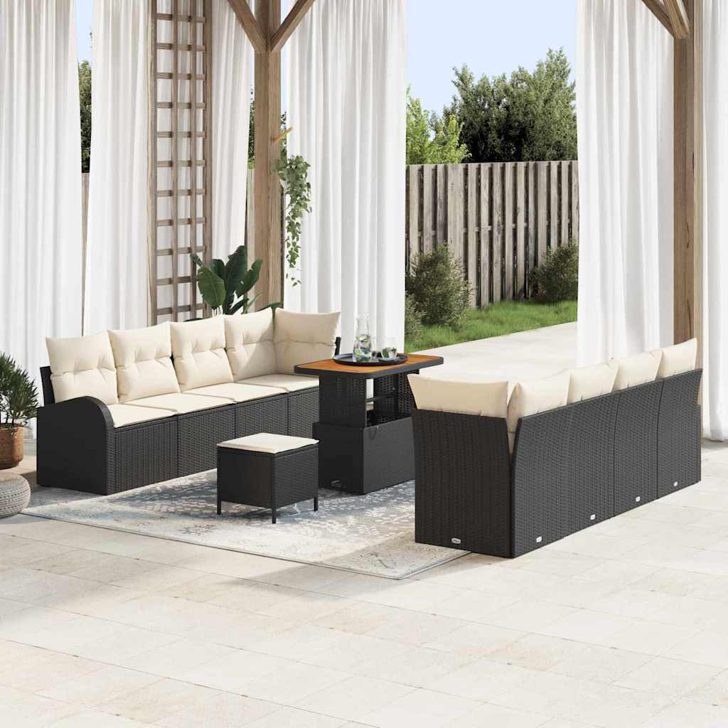 vidaXL Garden Lounge Set with Cushion with Storage with Cushion 11 pcs Black
