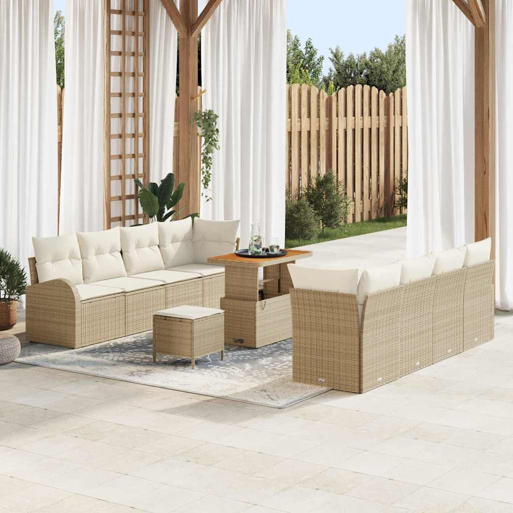 vidaXL Garden Lounge Set with Cushion with Storage with Cushion 11 pcs Black