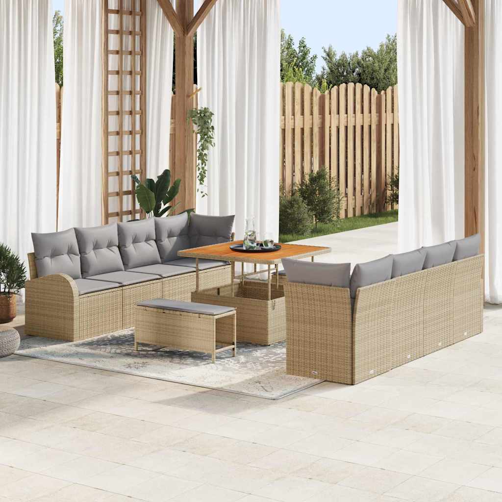 vidaXL Garden Lounge Set with Cushion with Storage with Cushion 11 pcs Black