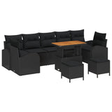 vidaXL Tuinbank Set met kussen met opslag met kussen 10 pcs Zwart