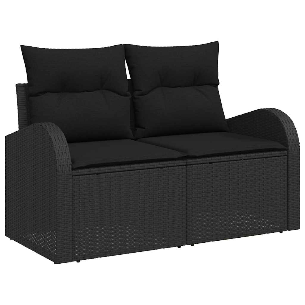 vidaXL Tuinbank Set met kussen met opslag met kussen 10 pcs Zwart