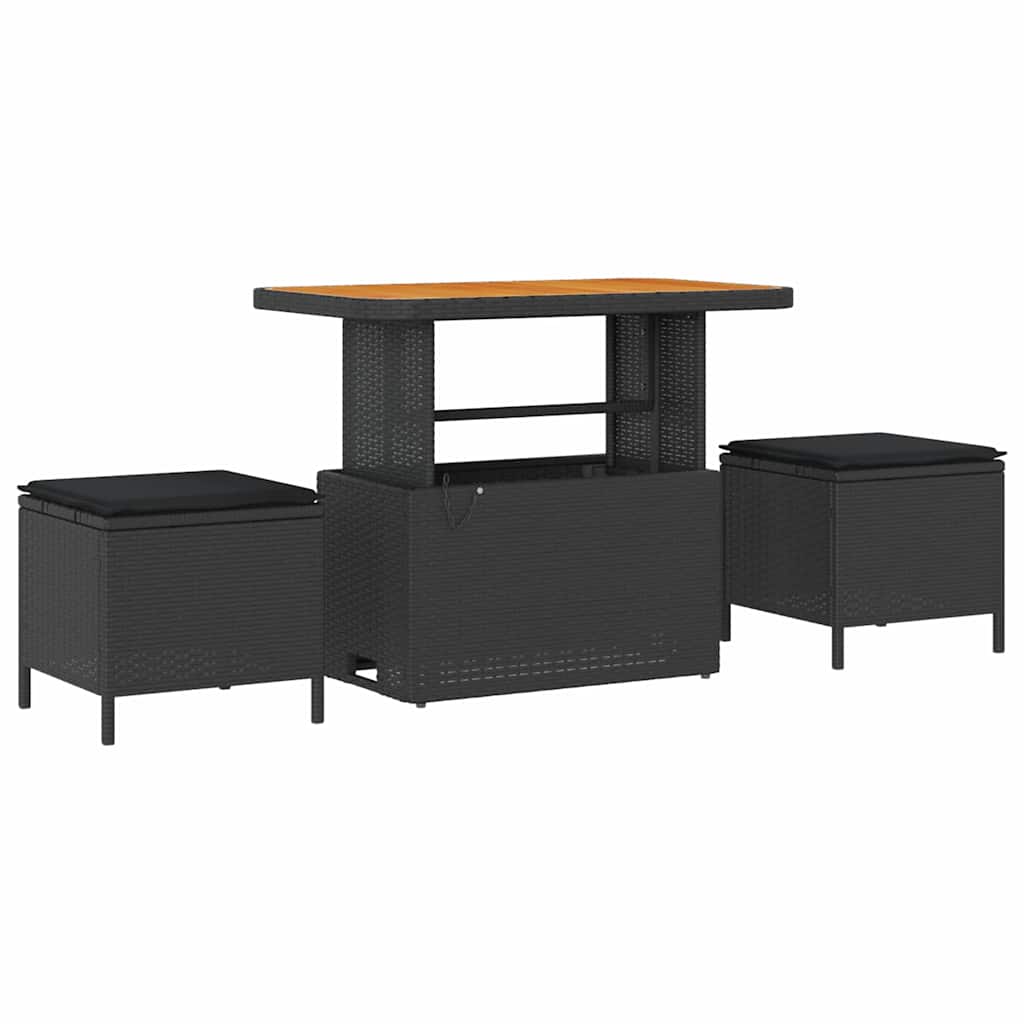 vidaXL Tuinbank Set met kussen met opslag met kussen 10 pcs Zwart