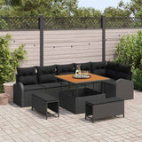 vidaXL Tuinbank Set met kussen met opslag met kussen 9 pcs Zwart