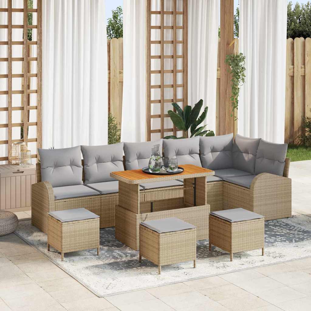 vidaXL Tuinbank Set met kussen met opslag met kussen 9 pcs Zwart