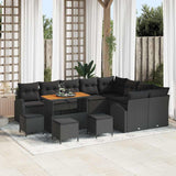 vidaXL Garden Bench Set with Cushion with Storage with Cushion 12 pcs Black