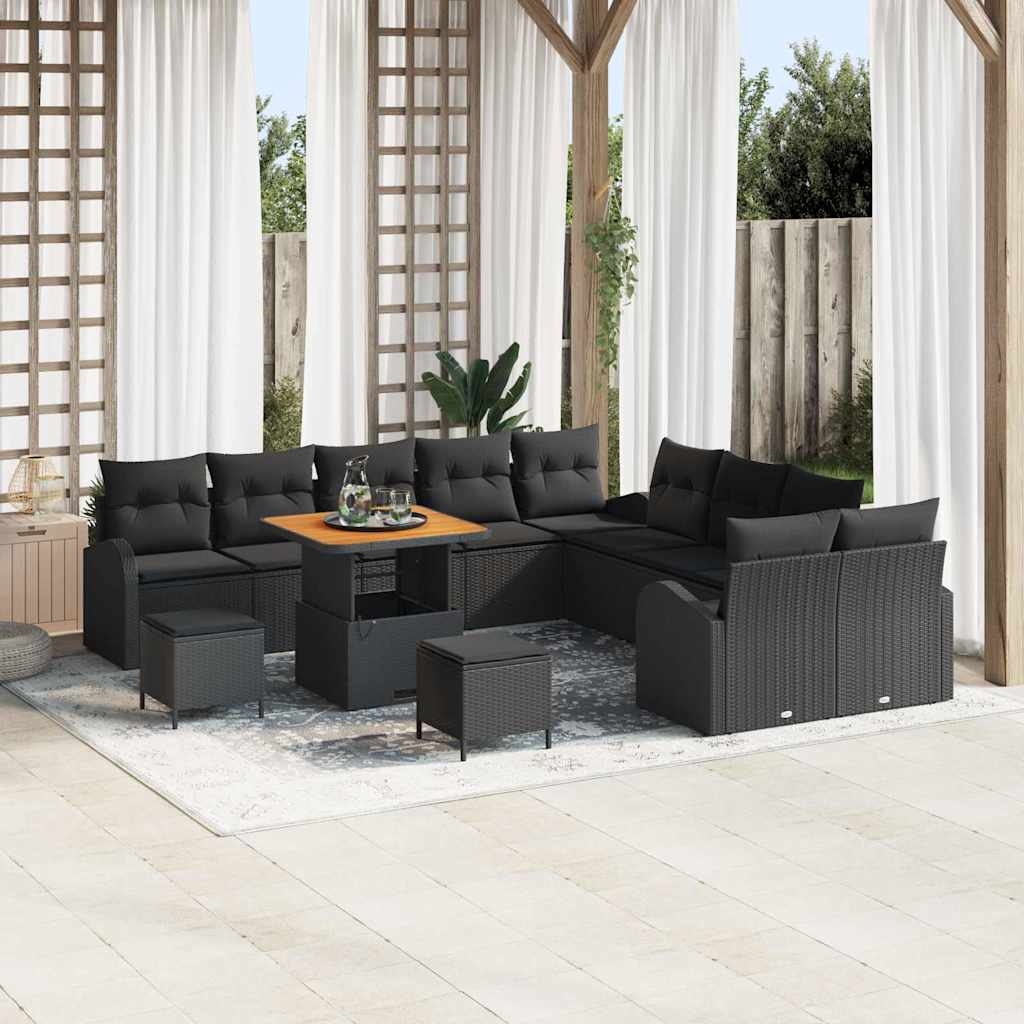 vidaXL Garden Sofa Set with cushion with storage with cushion 13 pcs Black