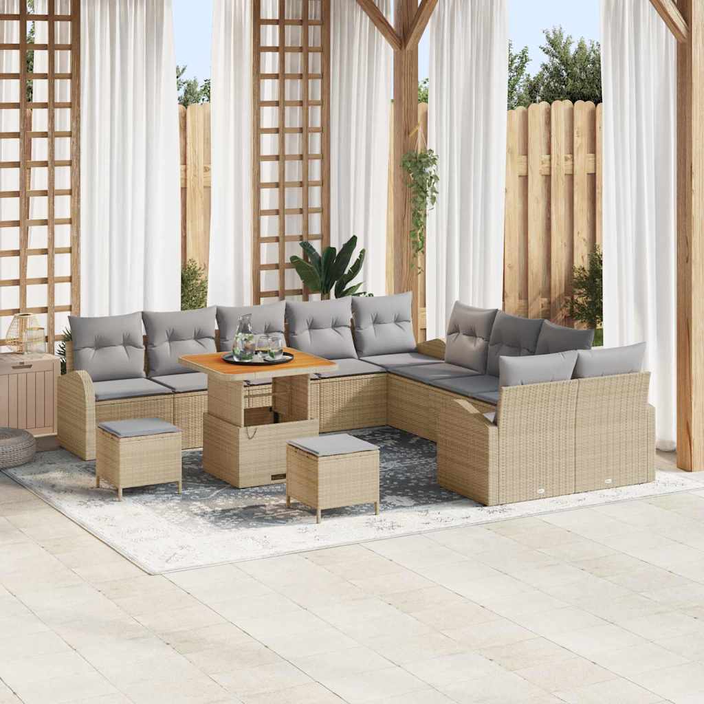 vidaXL Garden Sofa Set with cushion with storage with cushion 13 pcs Black