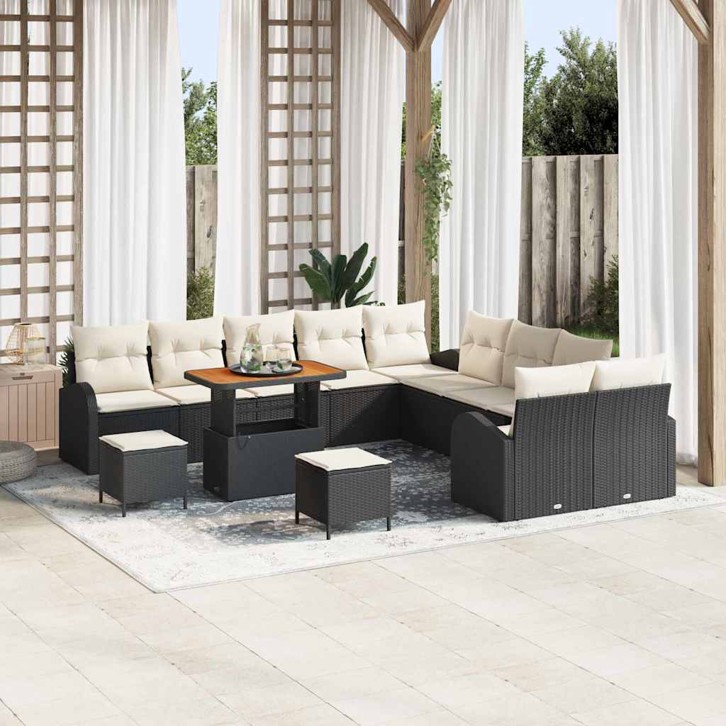 vidaXL Garden Sofa Set with cushion with storage with cushion 13 pcs Black