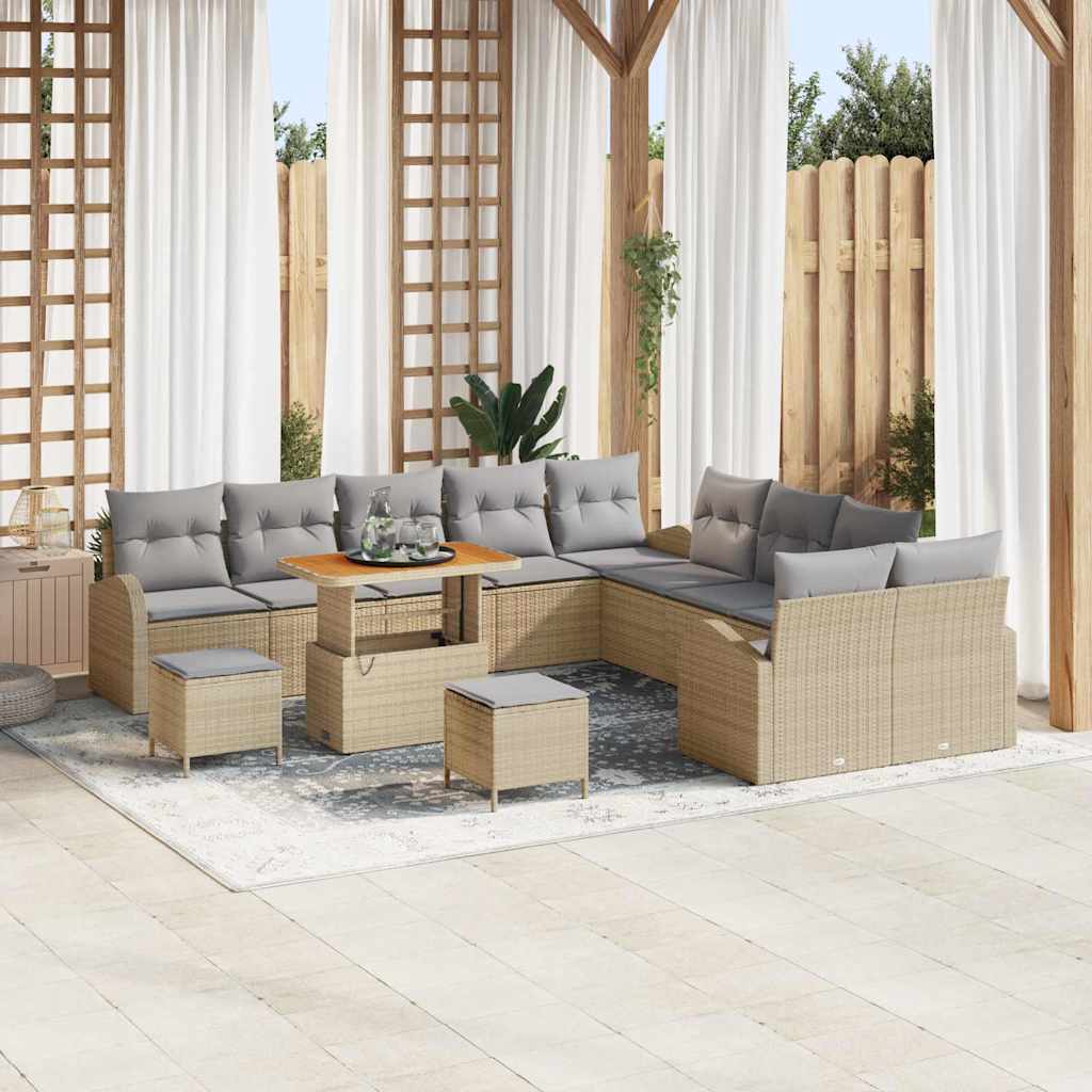 vidaXL Garden Sofa Set with cushion with storage with cushion 13 pcs Black