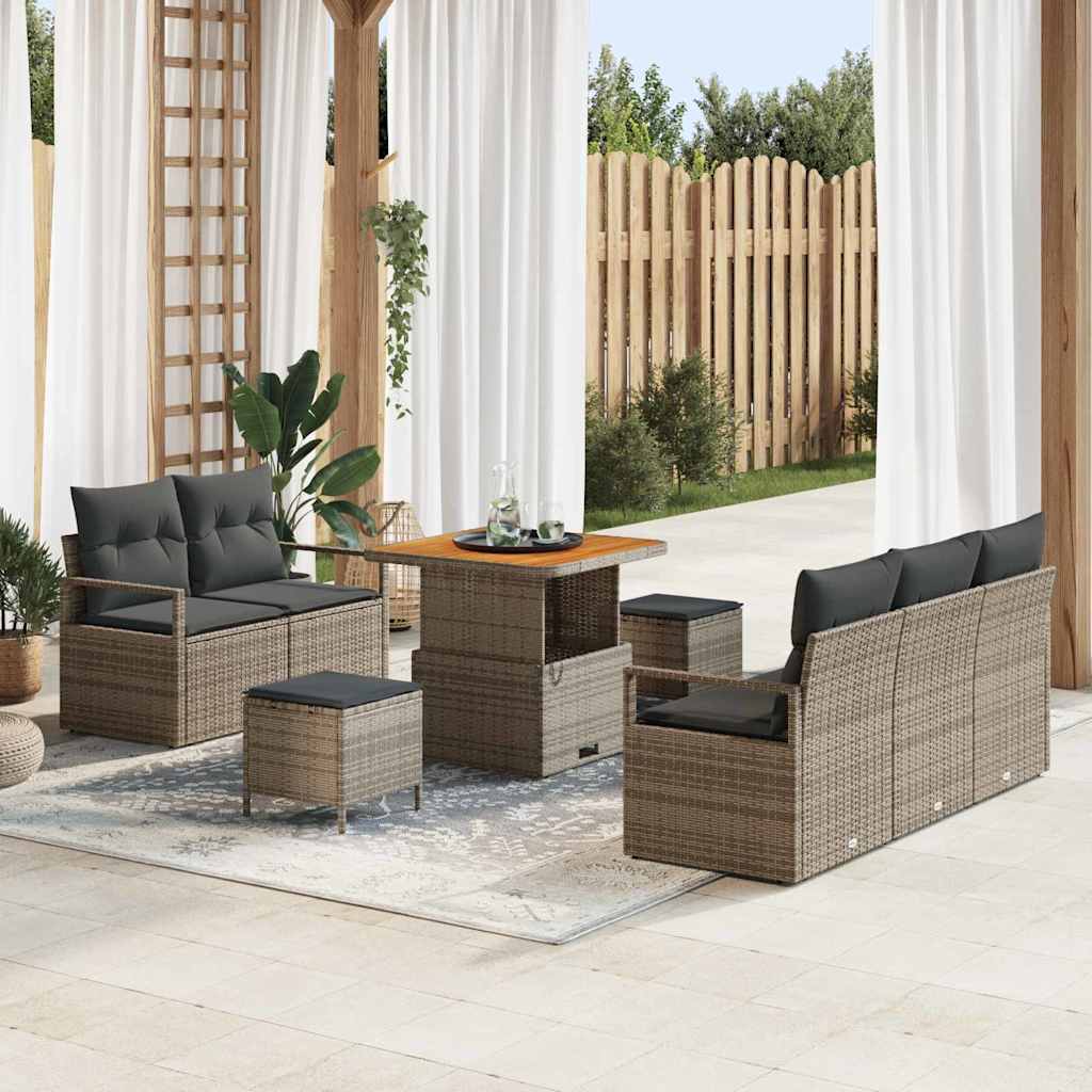vidaXL Tuinbank Set met kussen met opslag met kussen 8 pcs Zwart