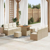 vidaXL Tuinbank Set met opslag 9 pcs Zwart Poly rattan
