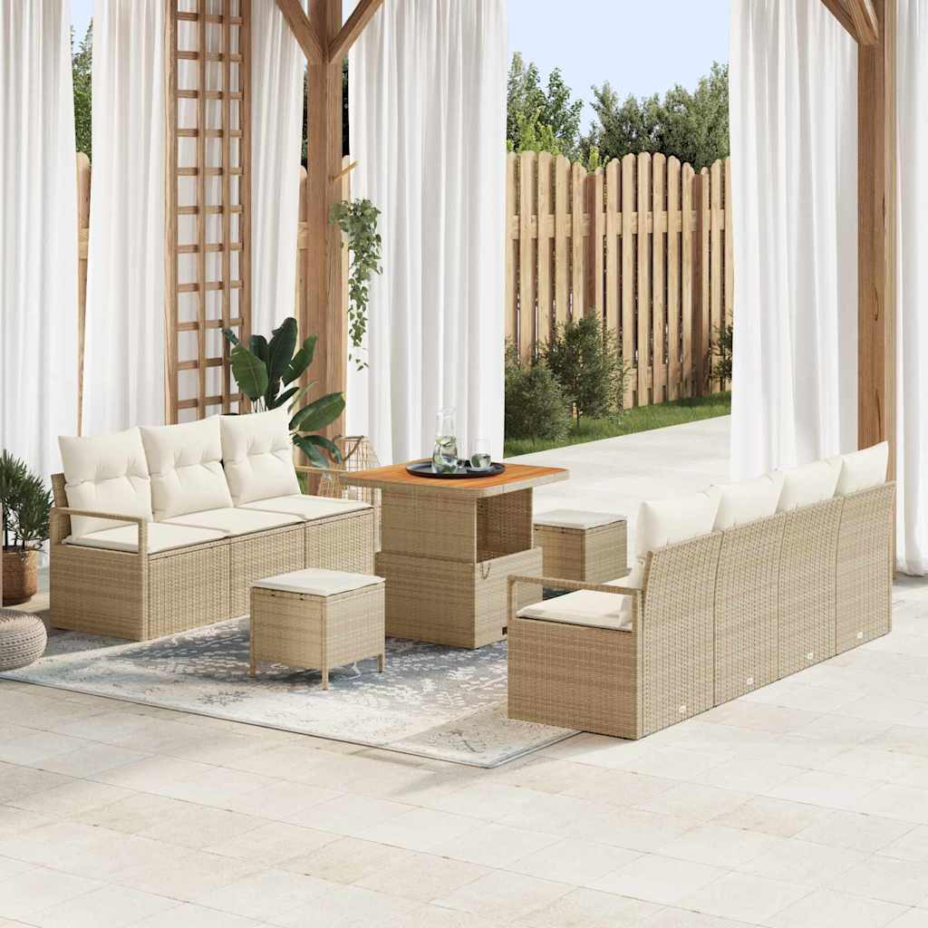 vidaXL Tuinbank Set met kussen met opslag met kussen 10 pcs Zwart
