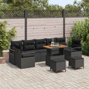 vidaXL Tuinbank Set met kussen met opslag met kussen 10 pcs Zwart