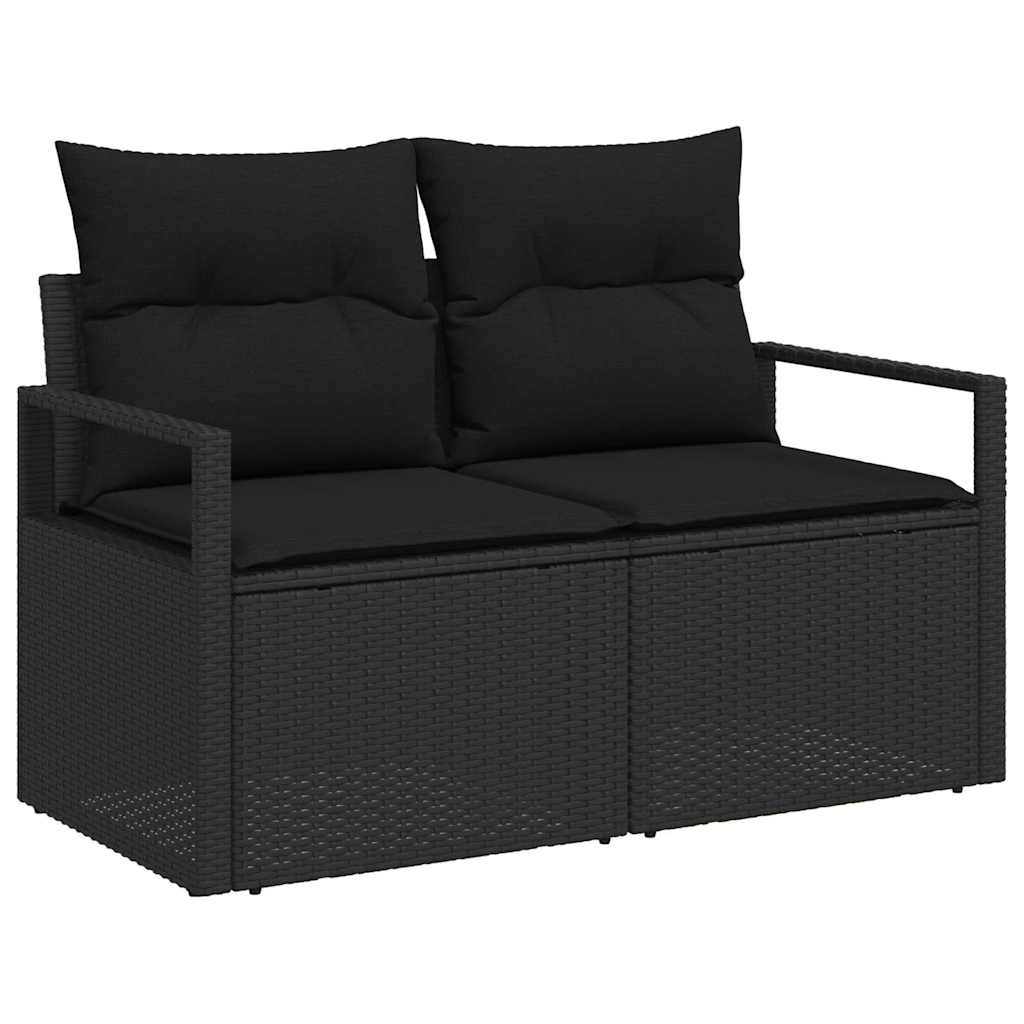 vidaXL Tuinbank Set met kussen met opslag met kussen 10 pcs Zwart