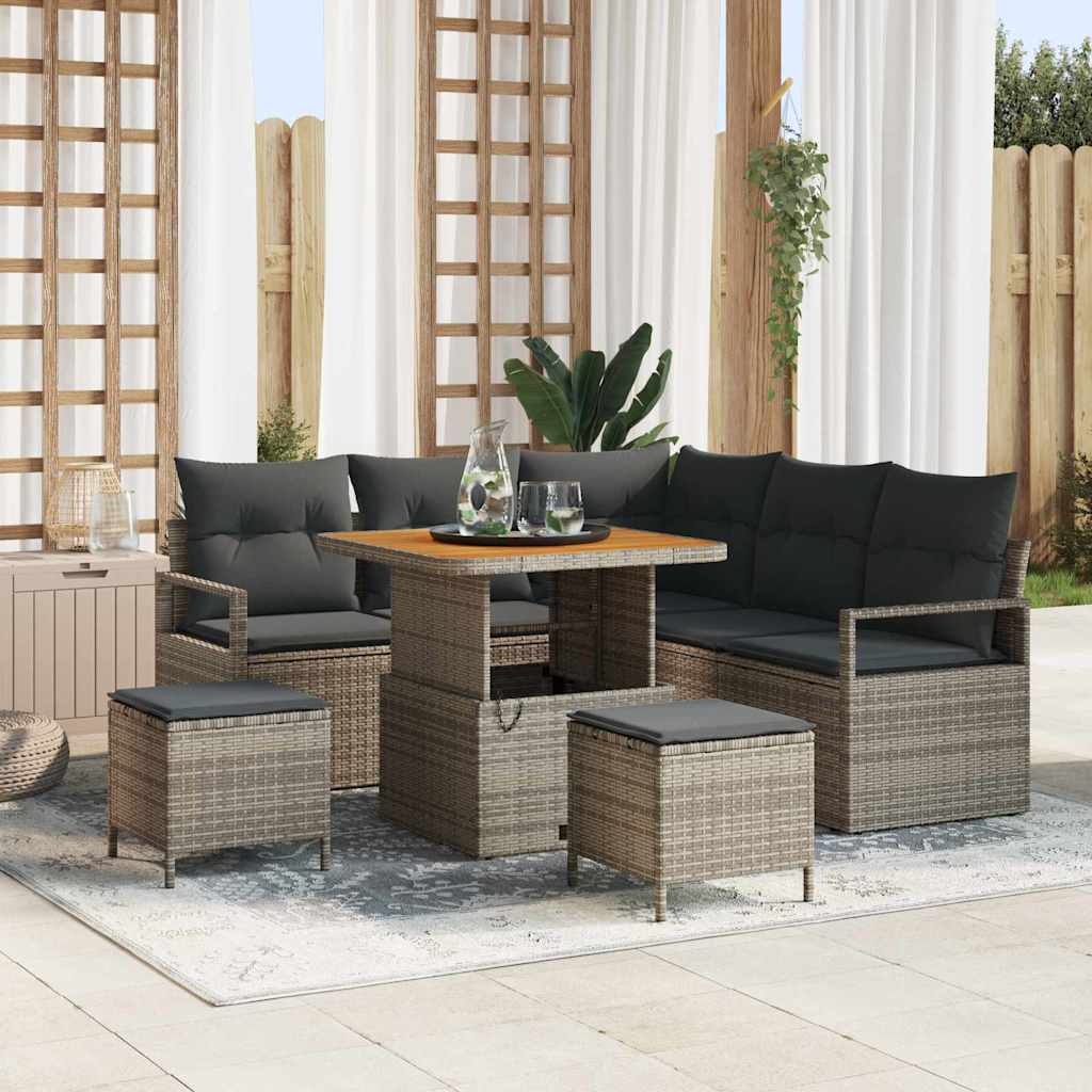 vidaXL Tuinbank Set met kussen met opslag met kussen 8 pcs Zwart