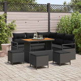 vidaXL Tuinbank Set met kussen met opslag met kussen 8 pcs Zwart
