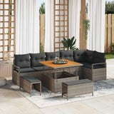 vidaXL Garden Sofa Set with Cushions Storage with Cushions 9 pcs Black