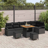 vidaXL Garden Sofa Set with Cushions Storage with Cushions 9 pcs Black