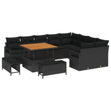 vidaXL Tuinbank Set met kussen met opslag met kussen 12 pcs Zwart