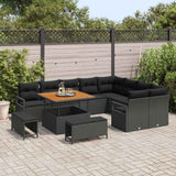 vidaXL Tuinbank Set met kussen met opslag met kussen 12 pcs Zwart