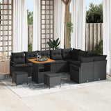 vidaXL Tuinbank Set met kussen met opslag met kussen 12 pcs Zwart