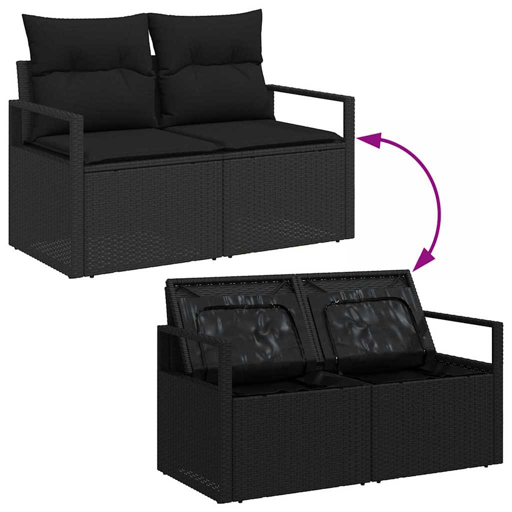 vidaXL Tuinbank Set met kussen met opslag met kussen 13 pcs Zwart
