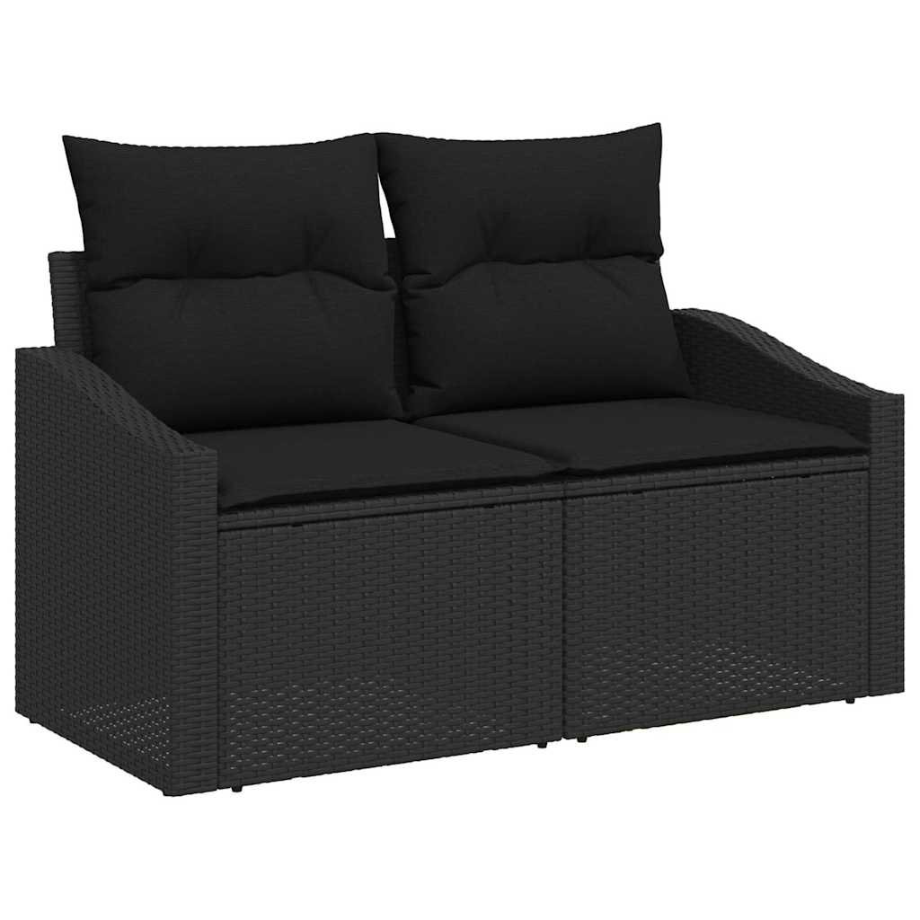 vidaXL Tuinbank Set met kussen met opslag met kussen 8 pcs Zwart