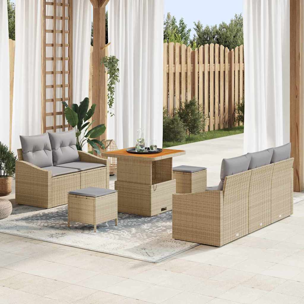 vidaXL Tuinbank Set met kussen met opslag met kussen 8 pcs Zwart