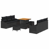vidaXL Tuinbank Set met kussen met opslag met kussen 9 pcs Zwart