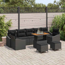 vidaXL Tuinbank Set met kussen met opslag 10 pcs Zwart Poly rattan
