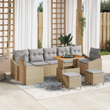 vidaXL Tuinbank Set met kussen met opslag 10 pcs Zwart Poly rattan