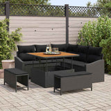 vidaXL Tuinbank Set met kussen met opslag 8 pcs Zwart Poly rattan