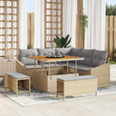 vidaXL Tuinbank Set met kussen met opslag 8 pcs Zwart Poly rattan