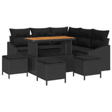 vidaXL Tuinbank Set met kussen met opslag 8 pcs Zwart Poly rattan