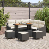 vidaXL Tuinbank Set met kussen met opslag 8 pcs Zwart Poly rattan